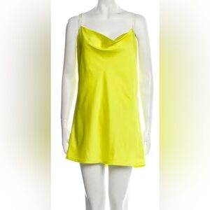 For love and lemons chartreuse slip dress